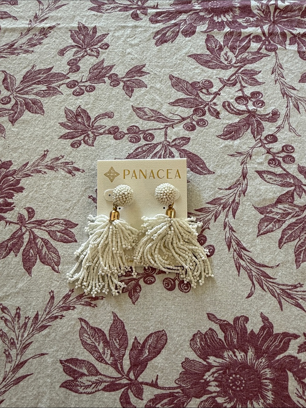 Panacea Cache Cream Beaded Tassel Earrings